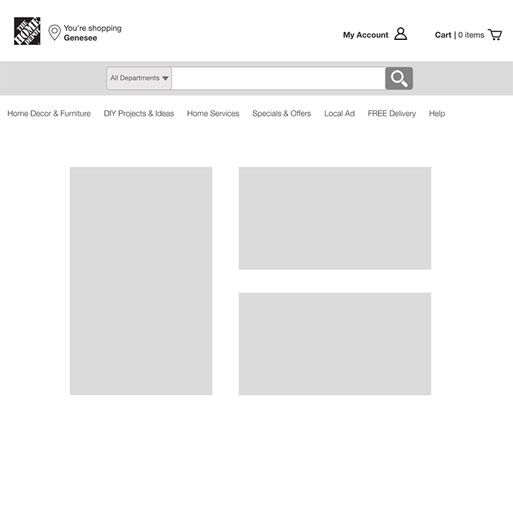 Lo-fi mockup solution of Home Depot Search Design
