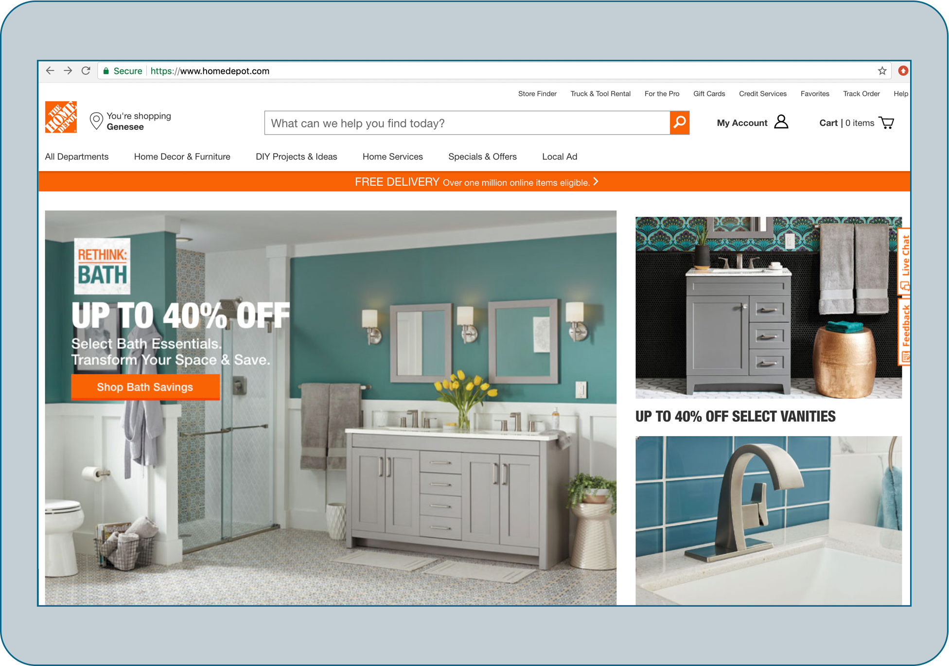 Home Depot homepage screenshot