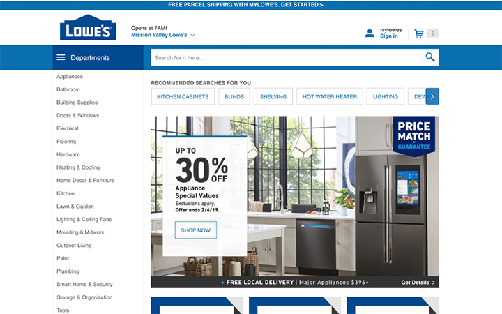 Lowes homepage screenshot