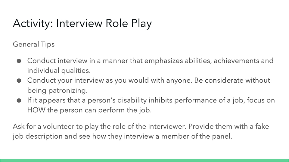 Sample slide of solution for interview role play